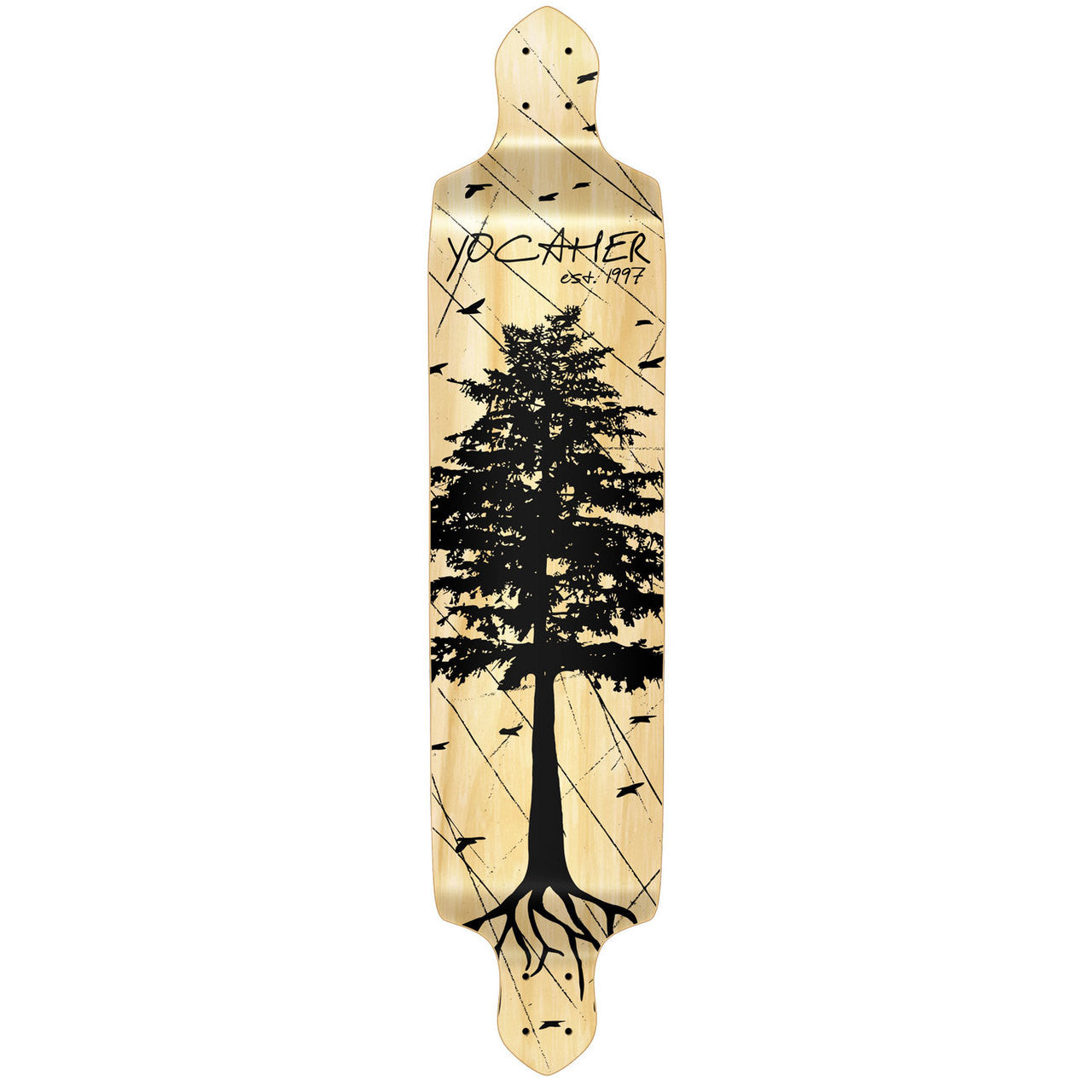 Yocaher Drop Down Longboard Deck - In the Pines : Natural