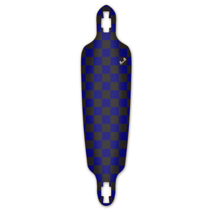 Yocaher Drop Through Longboard Deck - Checker Blue