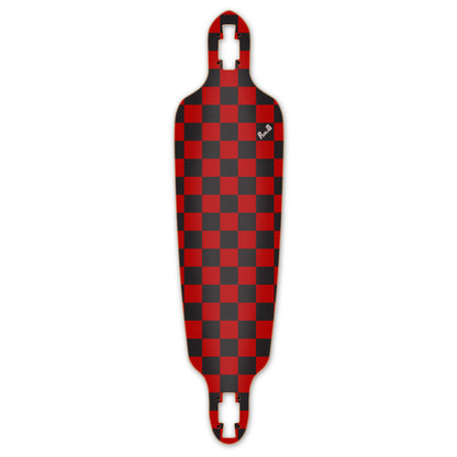 Yocaher Drop Through Longboard Deck - Checker Red