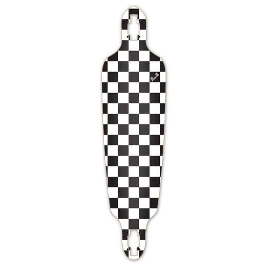 Yocaher Drop Through Longboard Deck - Checker White