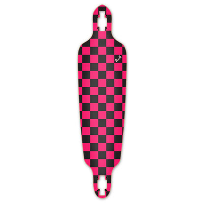 Yocaher Drop Through Longboard Deck - Checker Pink