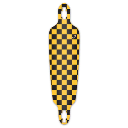 Yocaher Drop Through Longboard Deck - Checker Yellow