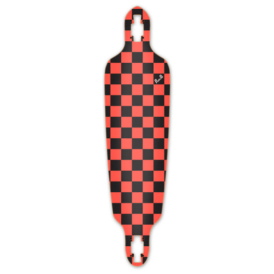 Yocaher Drop Through Longboard Deck - Checker Orange