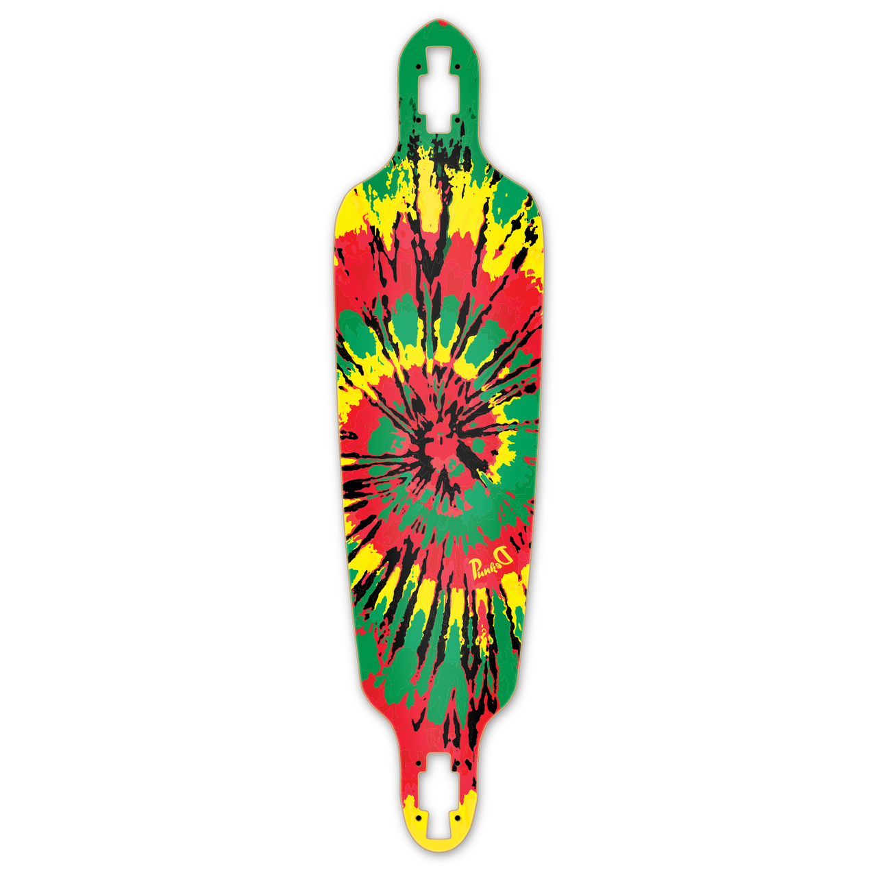 Yocaher Drop Through Longboard Deck - Tiedye Rasta