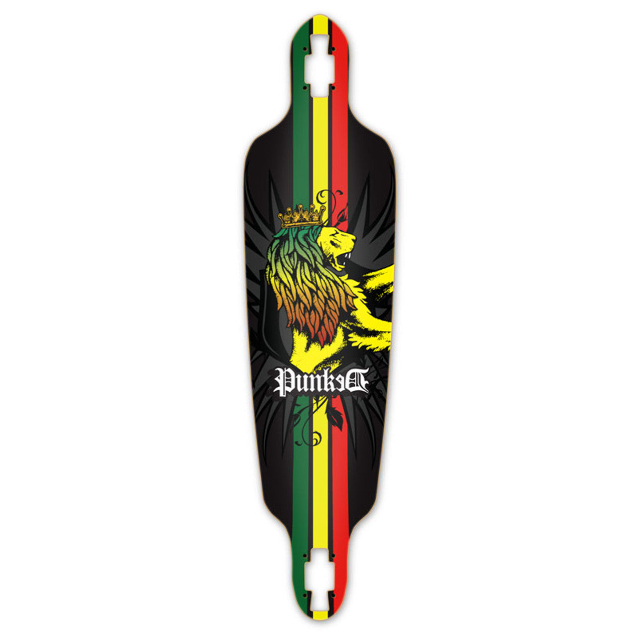 Yocaher Drop Through Longboard Deck - Rasta