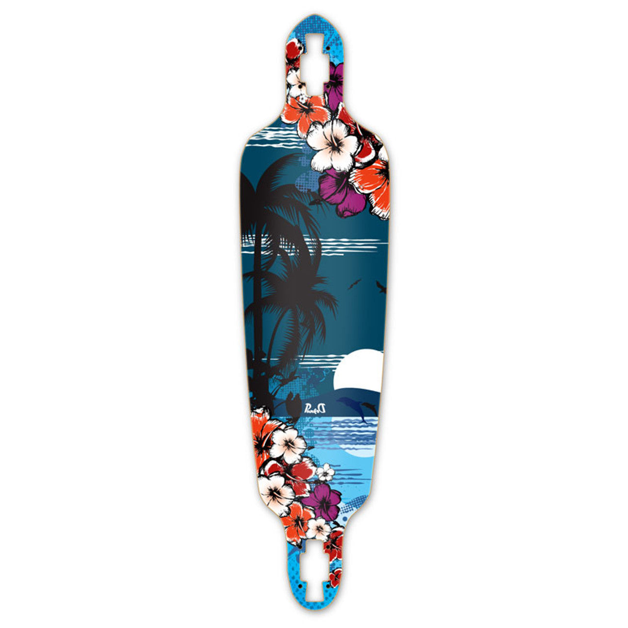 Yocaher Drop Through Longboard Deck - Tropical Night