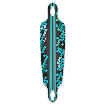 Yocaher Drop Through Longboard Deck - Black Digital Wave