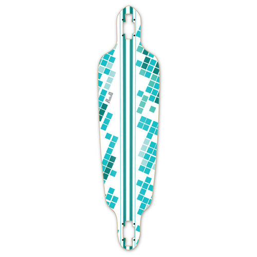 Yocaher Drop Through Longboard Deck - White Digital Wave