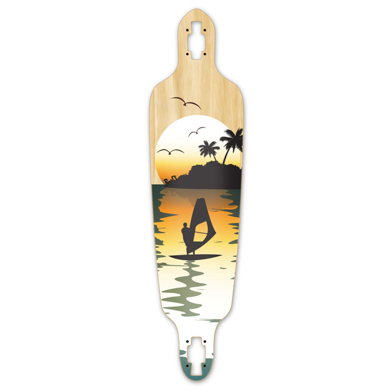 Yocaher Drop Through Longboard Deck - Natural Surfer