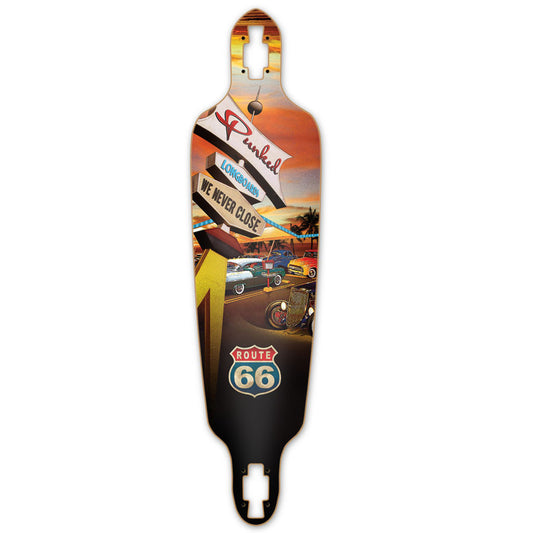 Yocaher Drop Through Longboard Deck - Route 66 Series - Diner