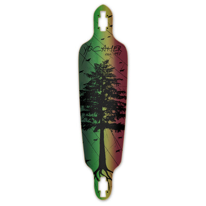 Yocaher Drop Through Longboard Deck - In the Pines : Rasta