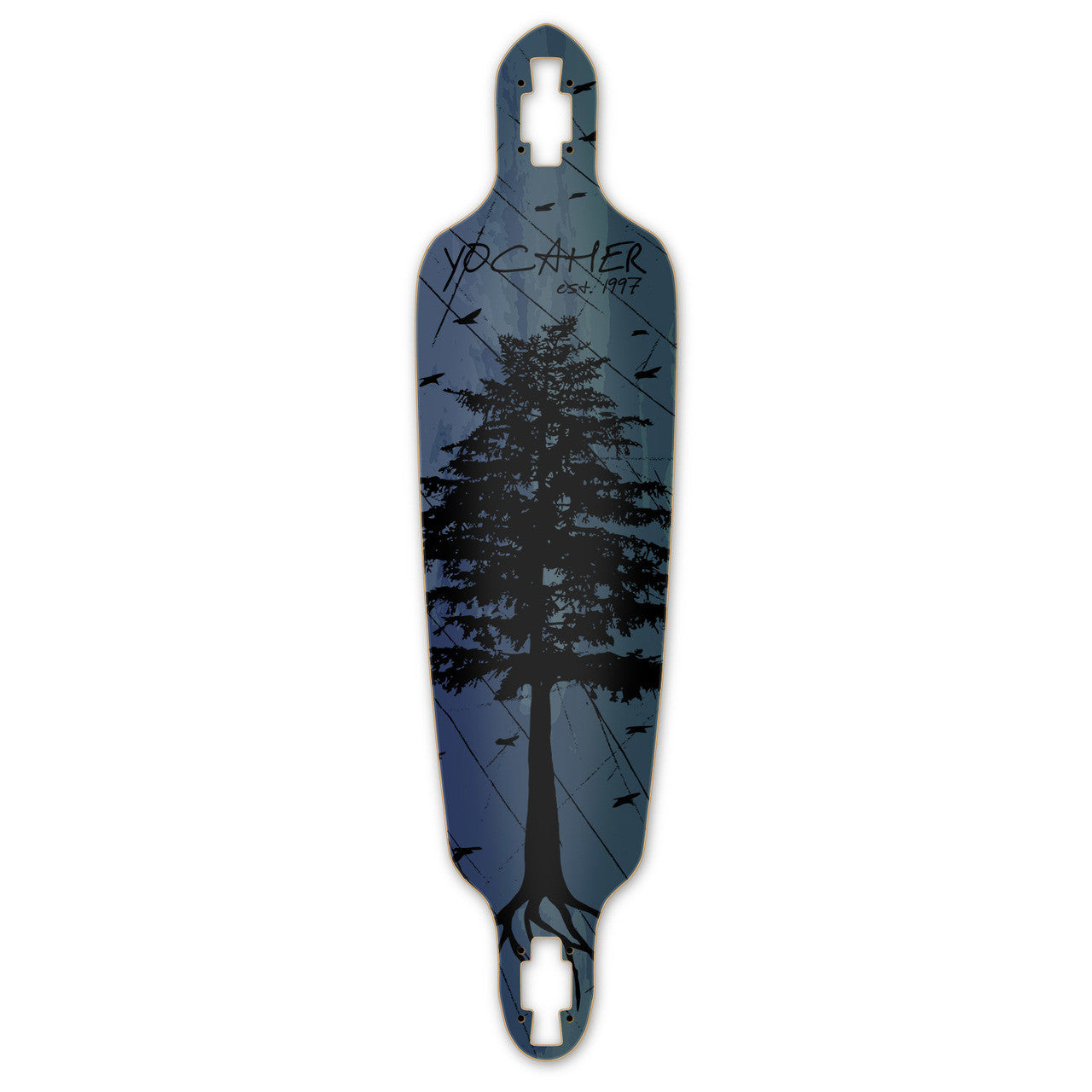 Yocaher Drop Through Longboard Deck - In the Pines : Blue