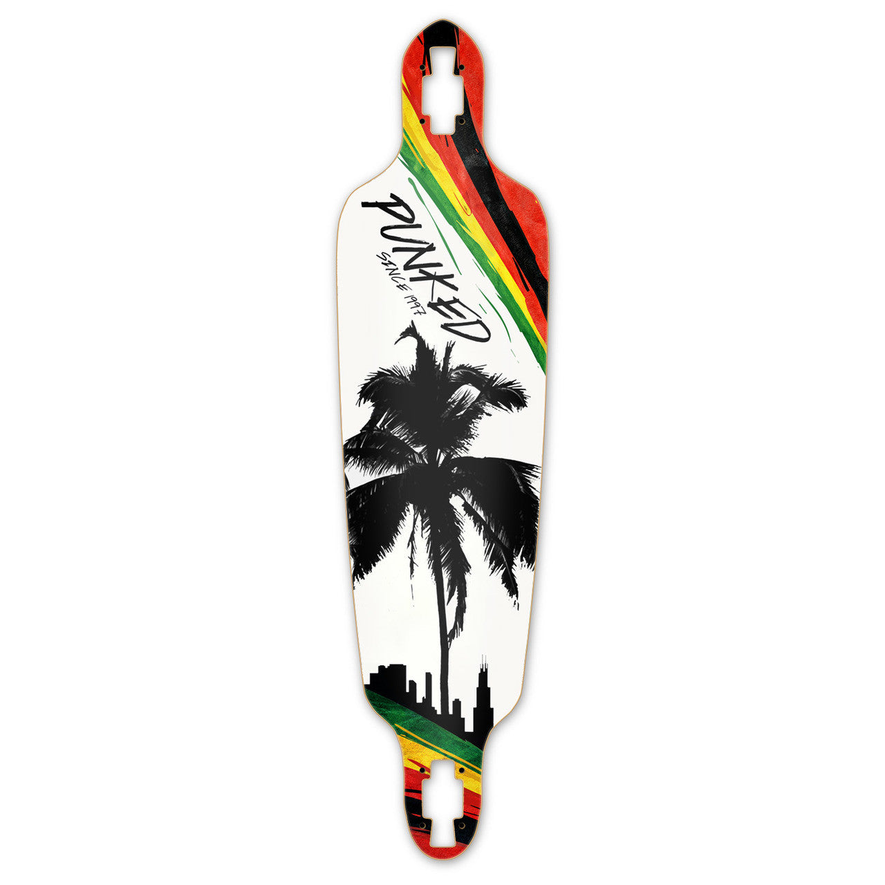 Yocaher Drop Through Longboard Deck - Palm City Rasta