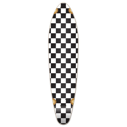 Yocaher Kicktail Longboard Deck - Checker White