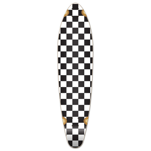 Yocaher Kicktail Longboard Deck - Checker White