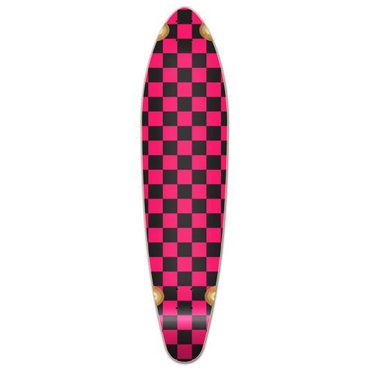 Yocaher Kicktail Longboard Deck - Checker Pink