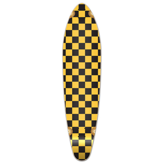 Yocaher Kicktail Longboard Deck - Checker Yellow