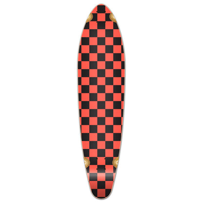 Yocaher Kicktail Longboard Deck - Checker Orange