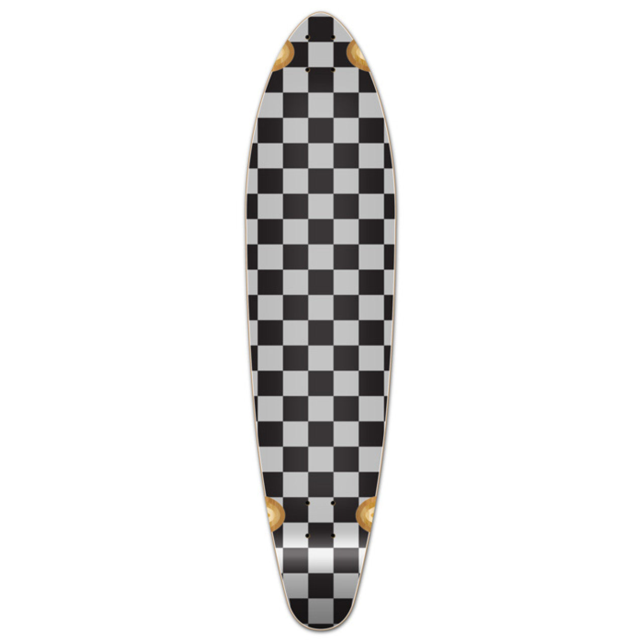 Yocaher Kicktail Longboard Deck - Checker Silver