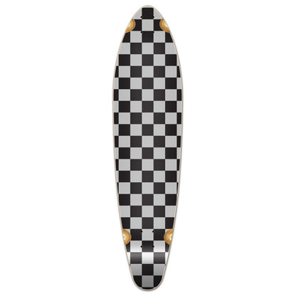 Yocaher Kicktail Longboard Deck - Checker Silver