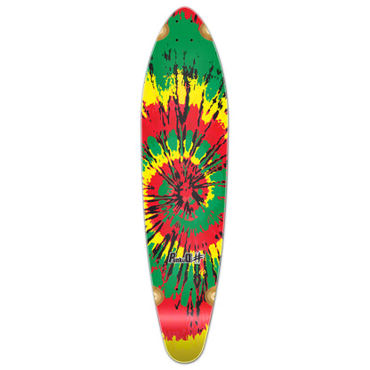 Yocaher Kicktail Longboard Deck - Tiedye Rasta