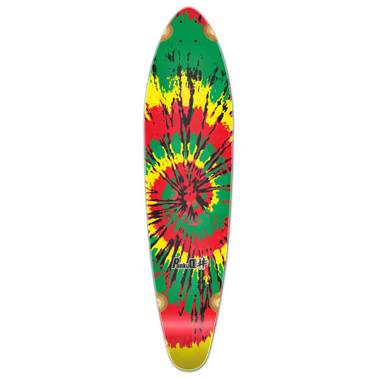 Yocaher Kicktail Longboard Deck - Tiedye Rasta