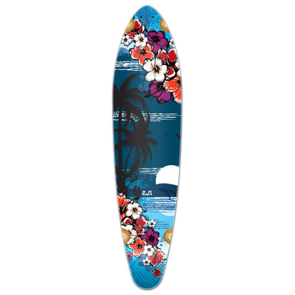 Yocaher Kicktail Longboard Deck - Tropical Night