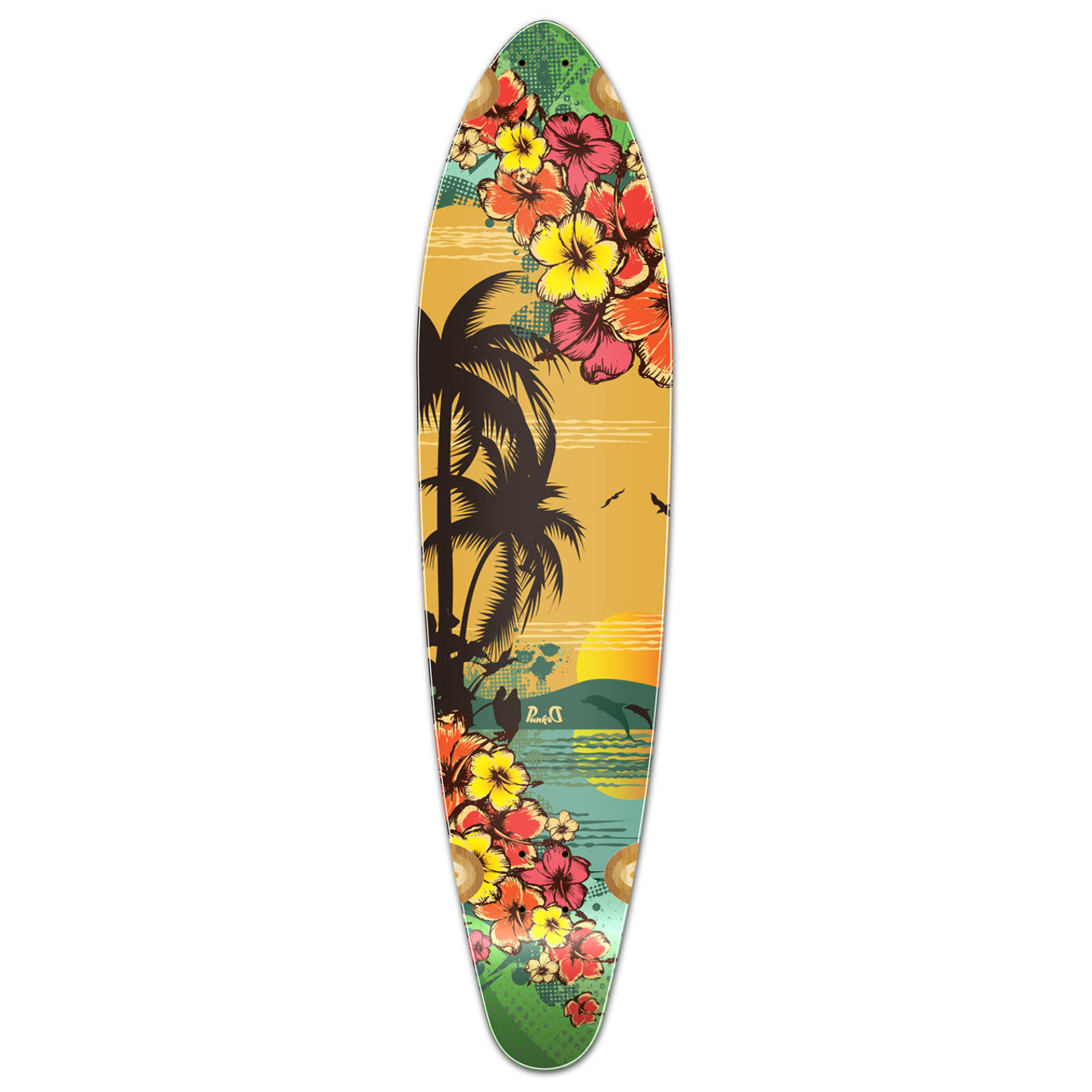 Yocaher Kicktail Longboard Deck - Tropical Day