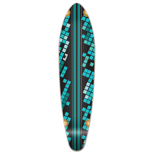 Yocaher Kicktail Longboard Deck - Black Digital Wave