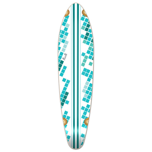 Yocaher Kicktail Longboard Deck - White Digital Wave