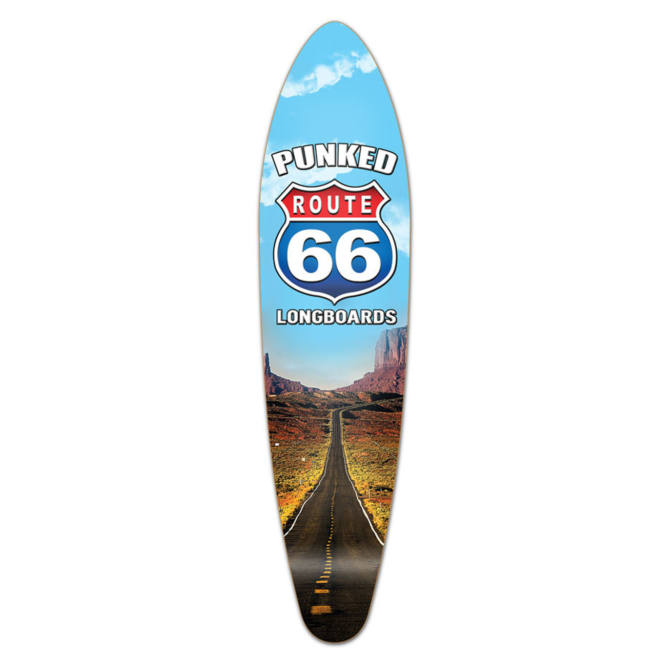 Yocaher Kicktail Longboard Deck - Route 66 Series - The Run