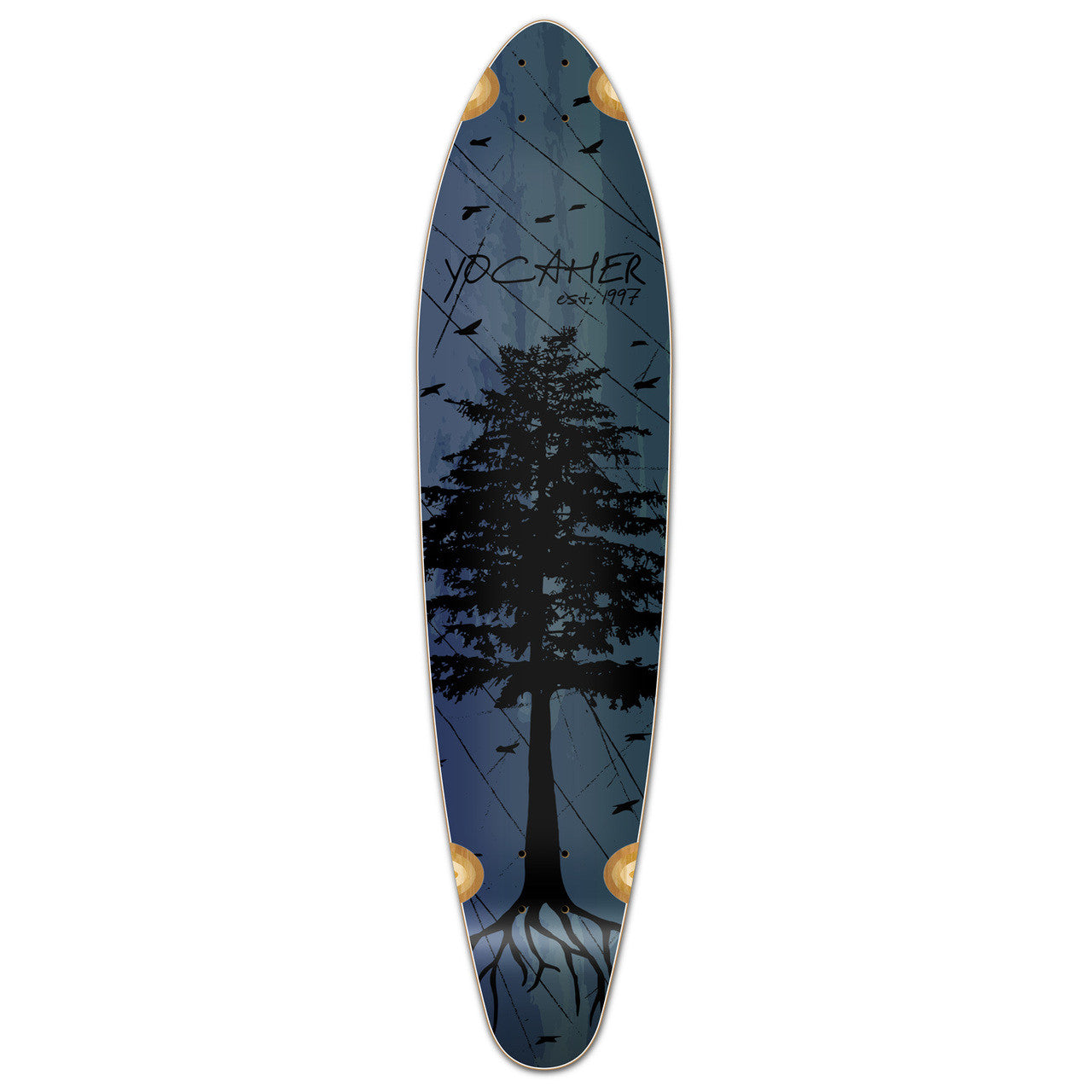 Yocaher Kicktail Longboard Deck - In the Pines : Blue