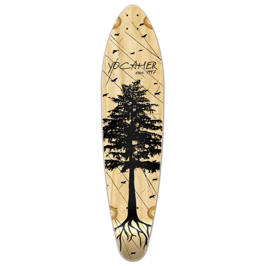 Yocaher Kicktail Longboard Deck - In the Pines Natural