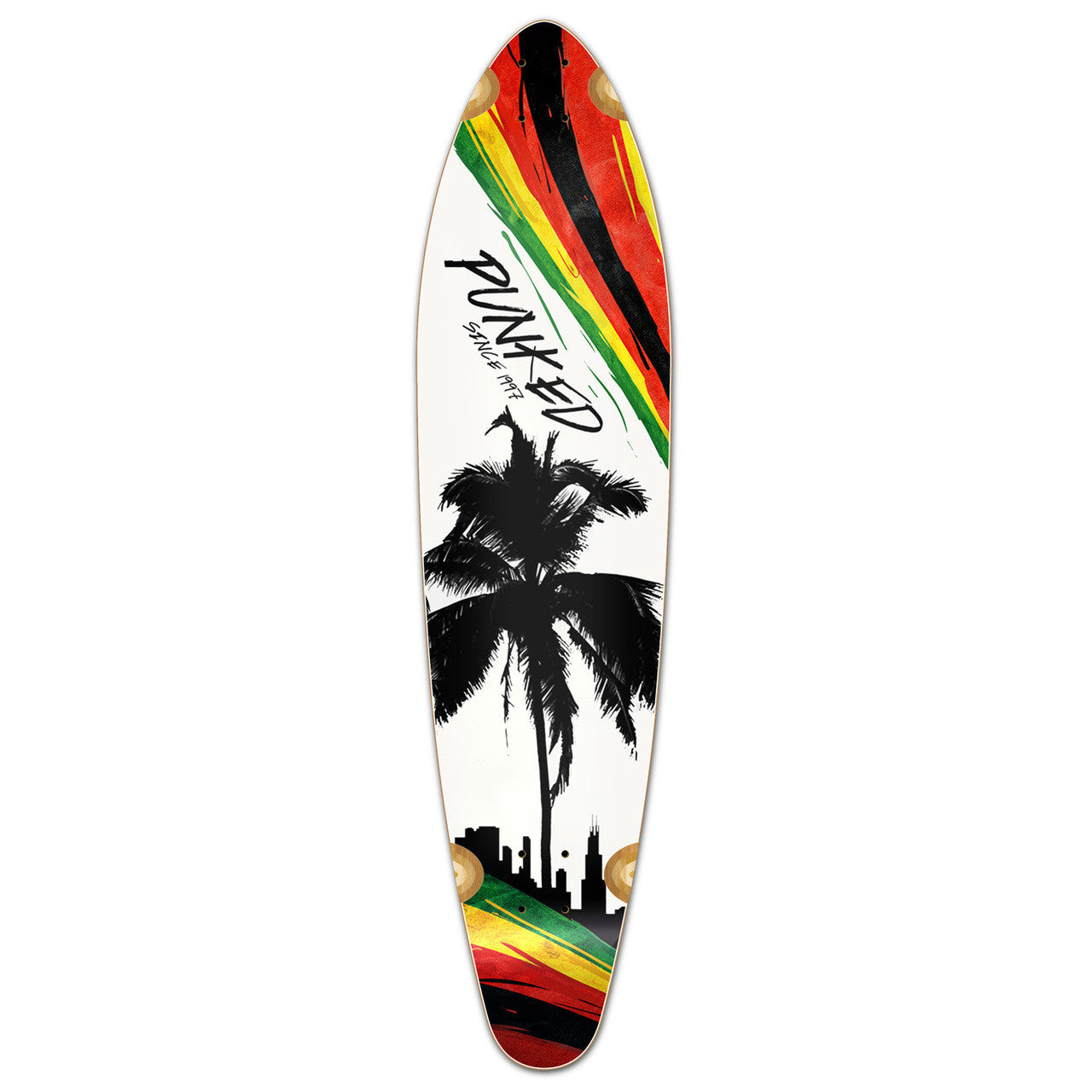 Yocaher Kicktail Longboard Deck - Palm City Rasta