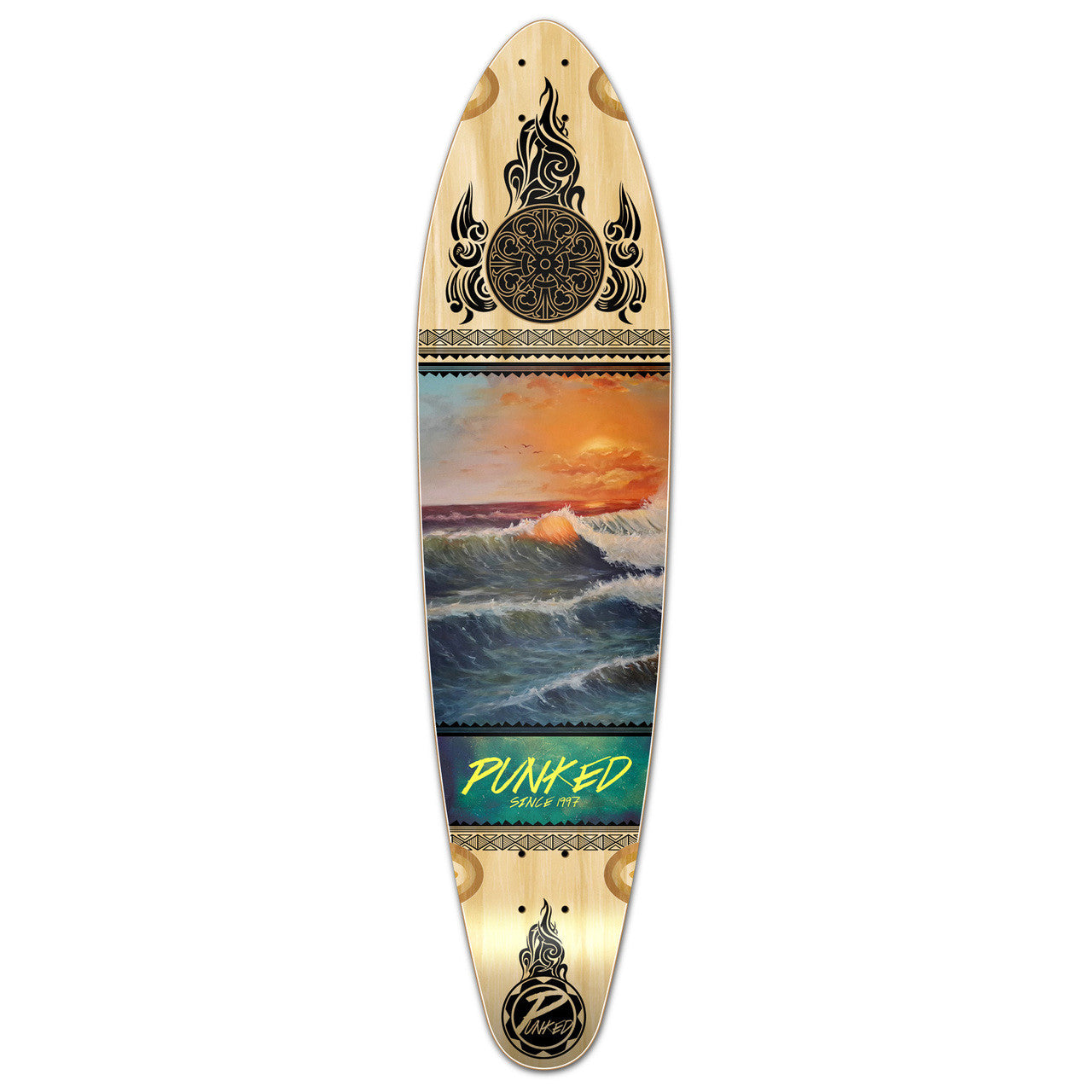 Yocaher Kicktail Longboard Deck - Wave Scene