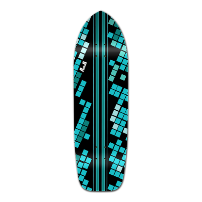 Yocaher Old School Longboard Deck - Black Digital Wave