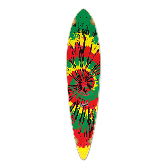 Yocaher Pintail Longboard Deck - Tiedye Rasta