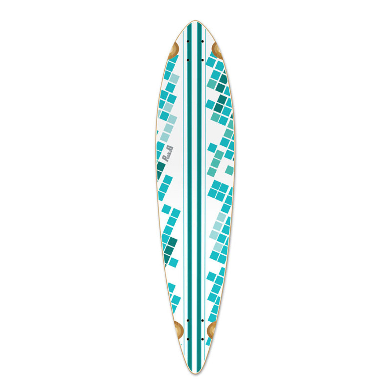 Yocaher Pintail Longboard Deck - White Digital Wave