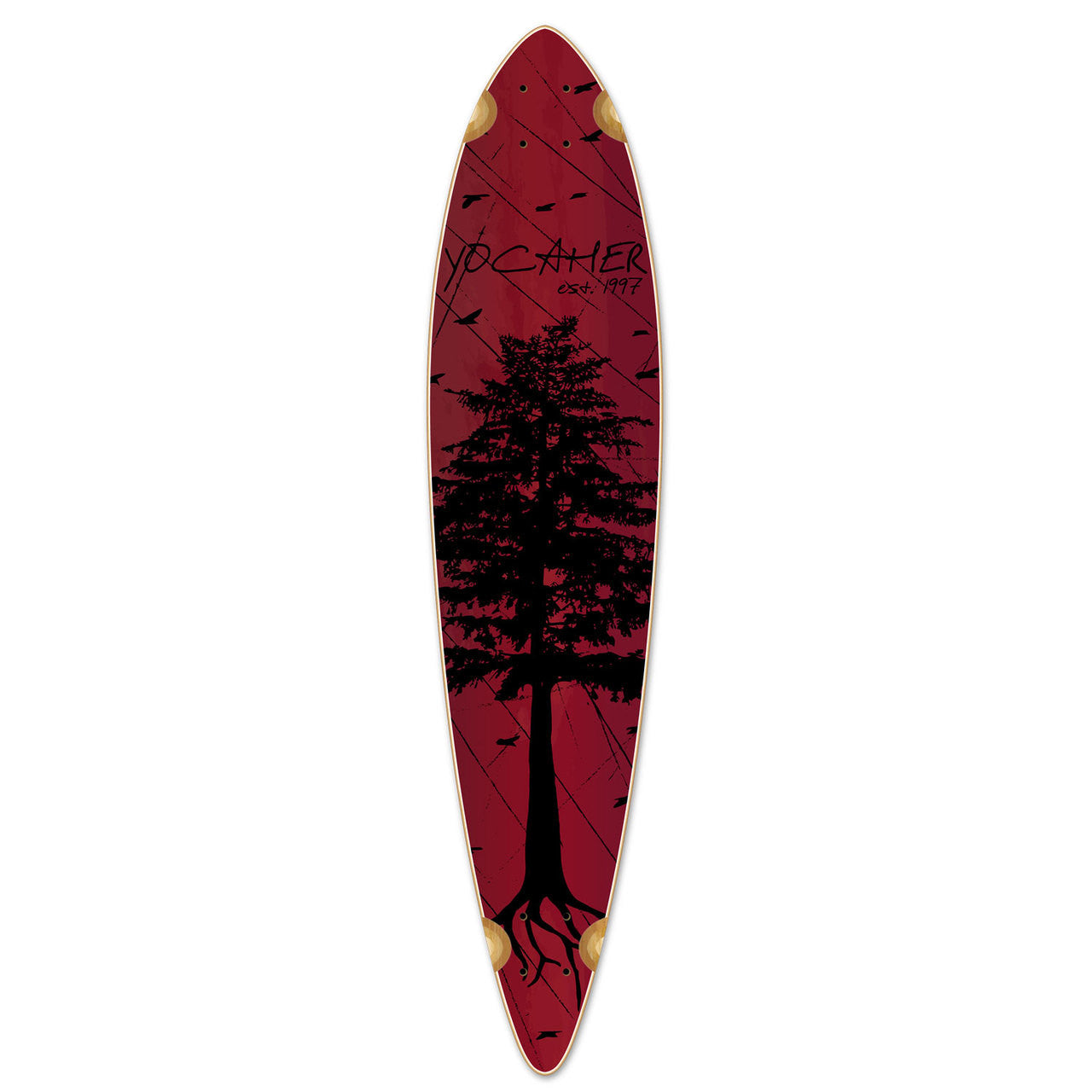 Yocaher Pintail Longboard Deck - In the Pines : Red