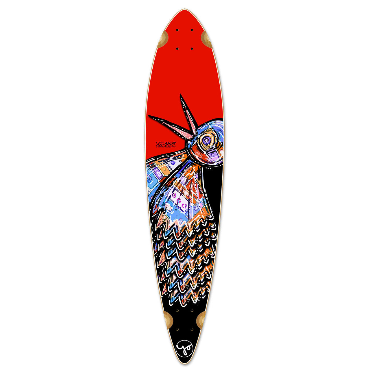 Yocaher Pintail Longboard Deck - The Bird Red