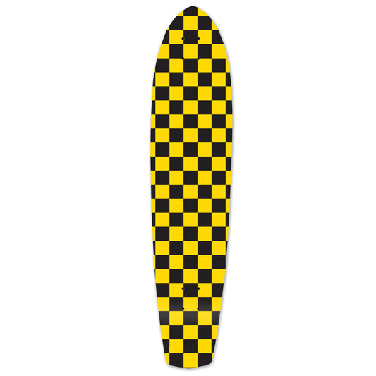 Yocaher Slimkick Longboard Deck - Checker Yellow