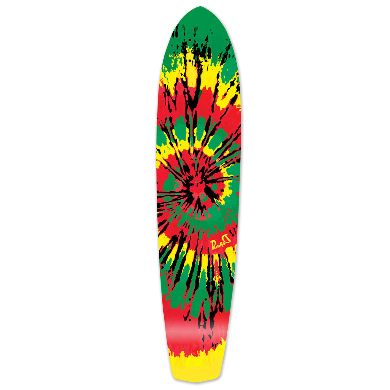 Yocaher Slimkick Longboard Deck - Tiedye Rasta