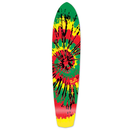 Yocaher Slimkick Longboard Deck - Tiedye Rasta