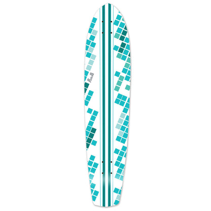 Yocaher Slimkick Longboard Deck - White Digital Wave