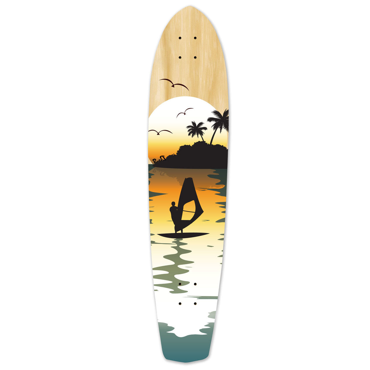 Yocaher Slimkick Longboard Deck - Natural Surfer