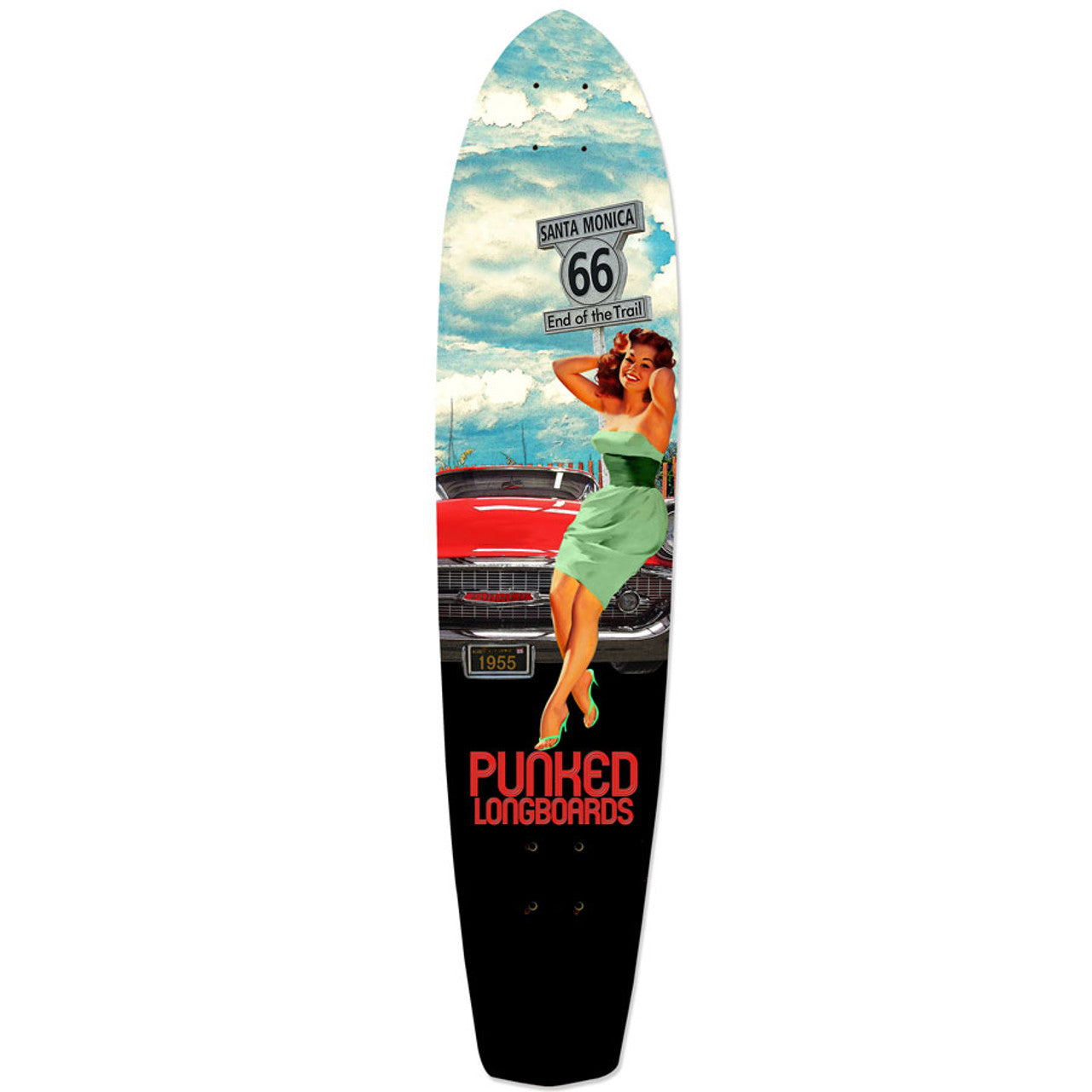 Yocaher Slimkick Longboard Deck - Route 66 Series - RTE-66