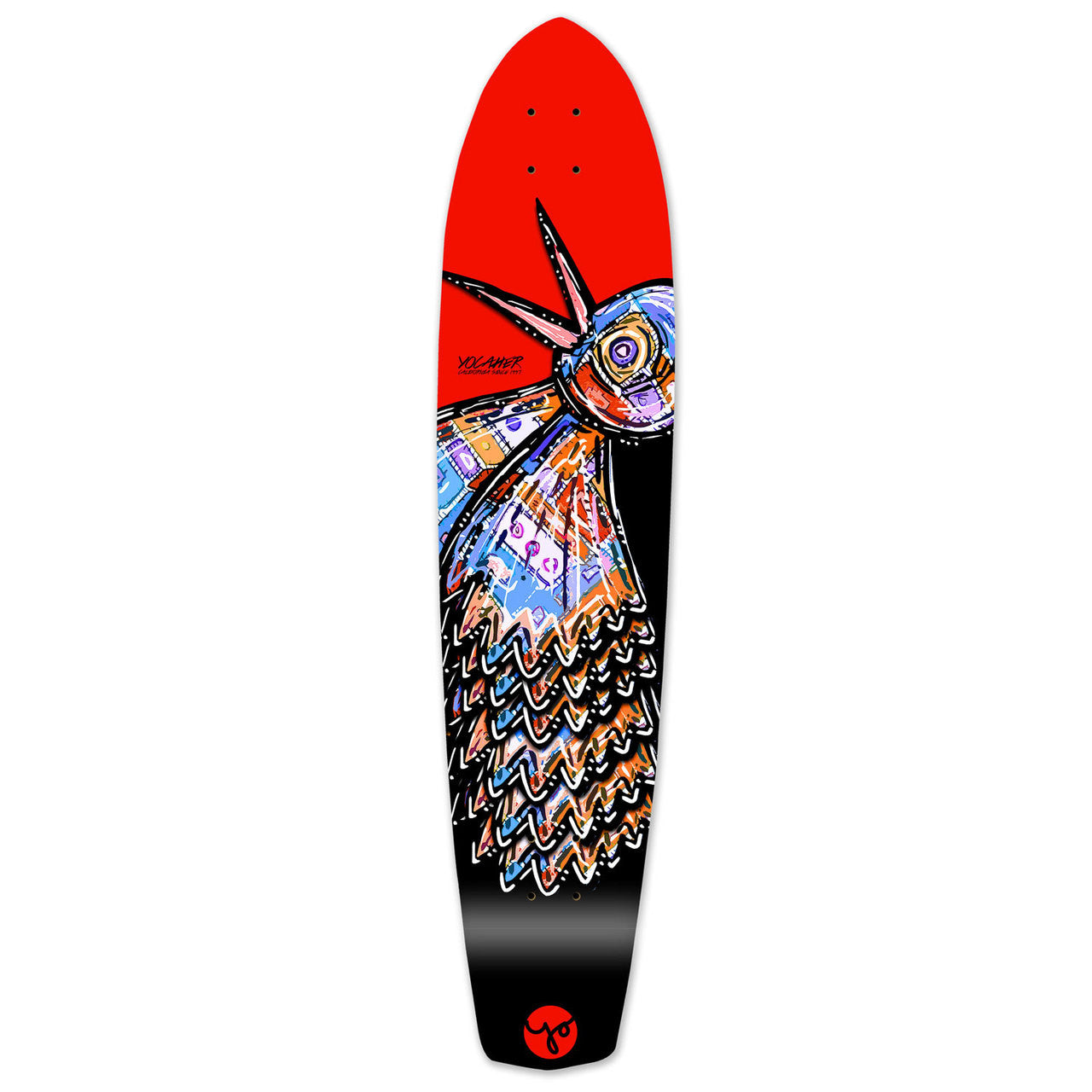 Yocaher Slimkick Longboard Deck - The Bird Red