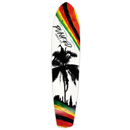 Yocaher Slimkick Longboard Deck - Palm City Rasta