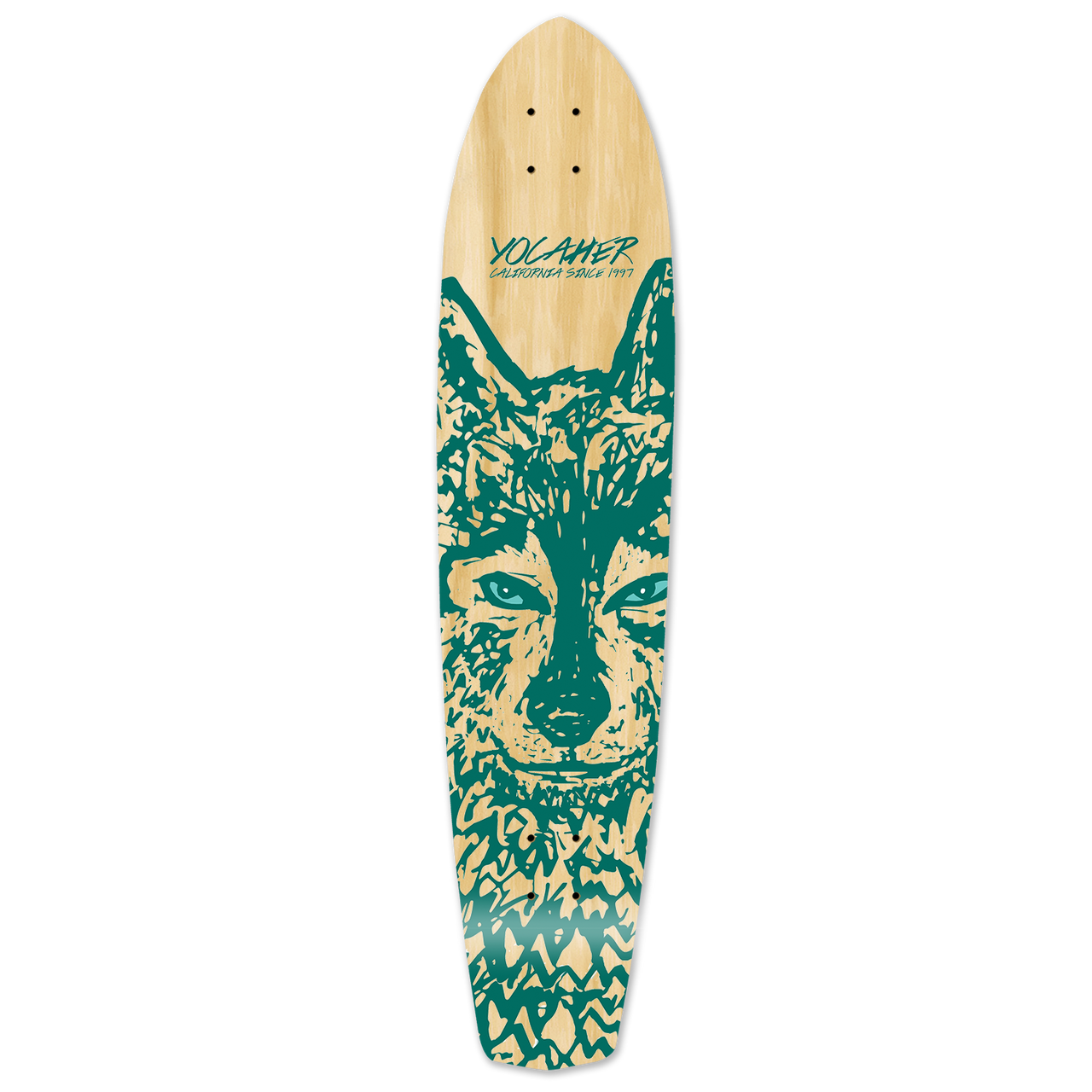 Yocaher Slimkick Longboard Deck - Spirit Animal WOLF