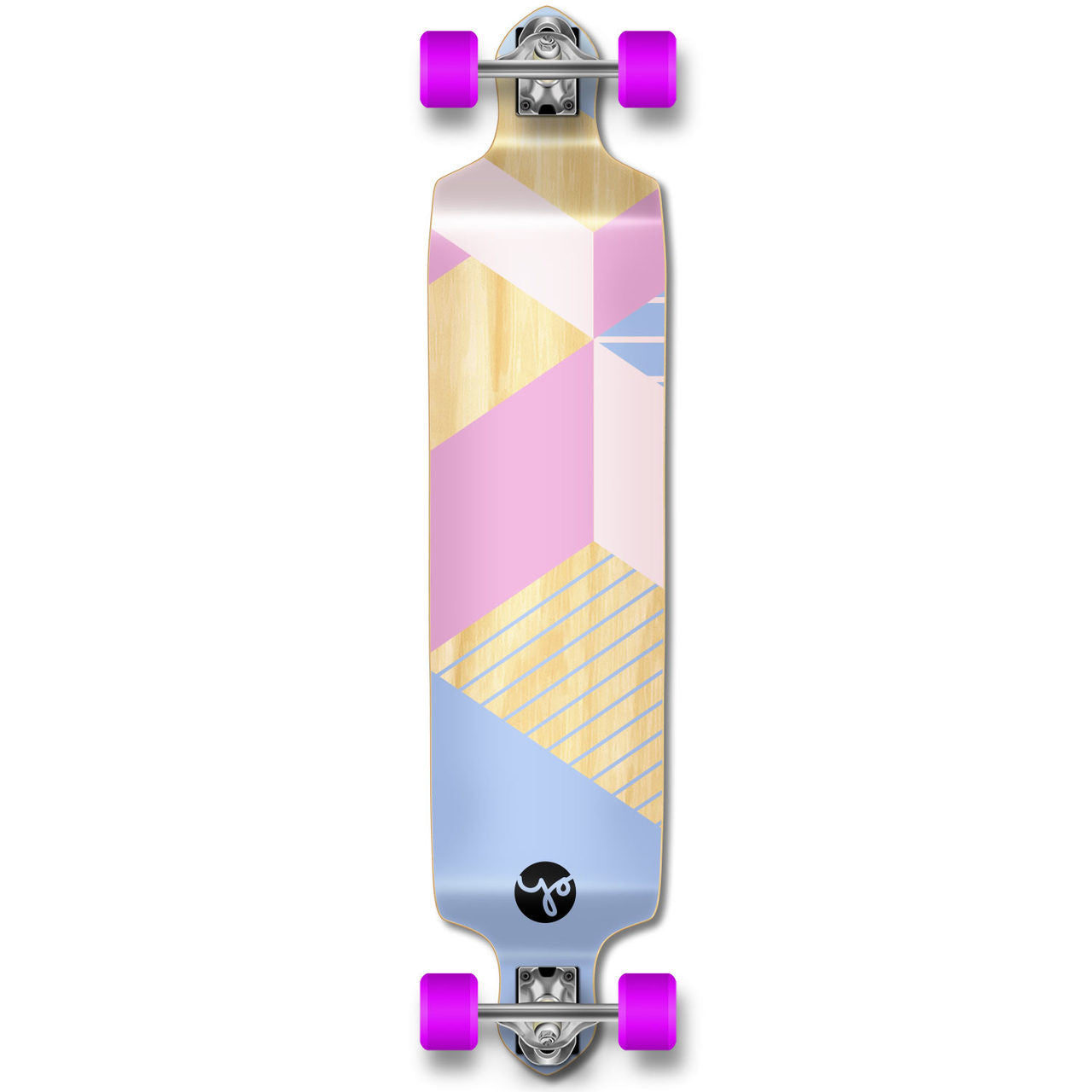 Yocaher Drop Down Longboard Complete - Geometric Series - Purple